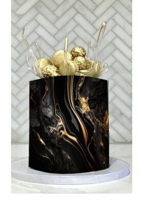 Essbarer Marmor Schwarz Gold Kuchenfolie Foto Essbar Kuchen Rand EISDIELE/WAFFEL!