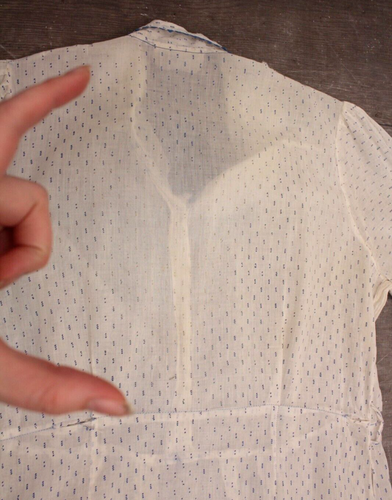 VTG Women's 20s White & Blue Sheer Cotton Shirtwaist Dress W/ Belt Sz L 1920s - Picture 16 of 23