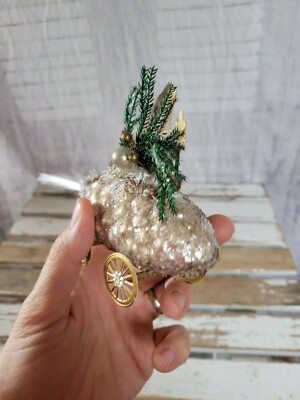 Décoration De Noël Vintage Allemande – Fusée Blumchen Voiture Père Noël – Rare