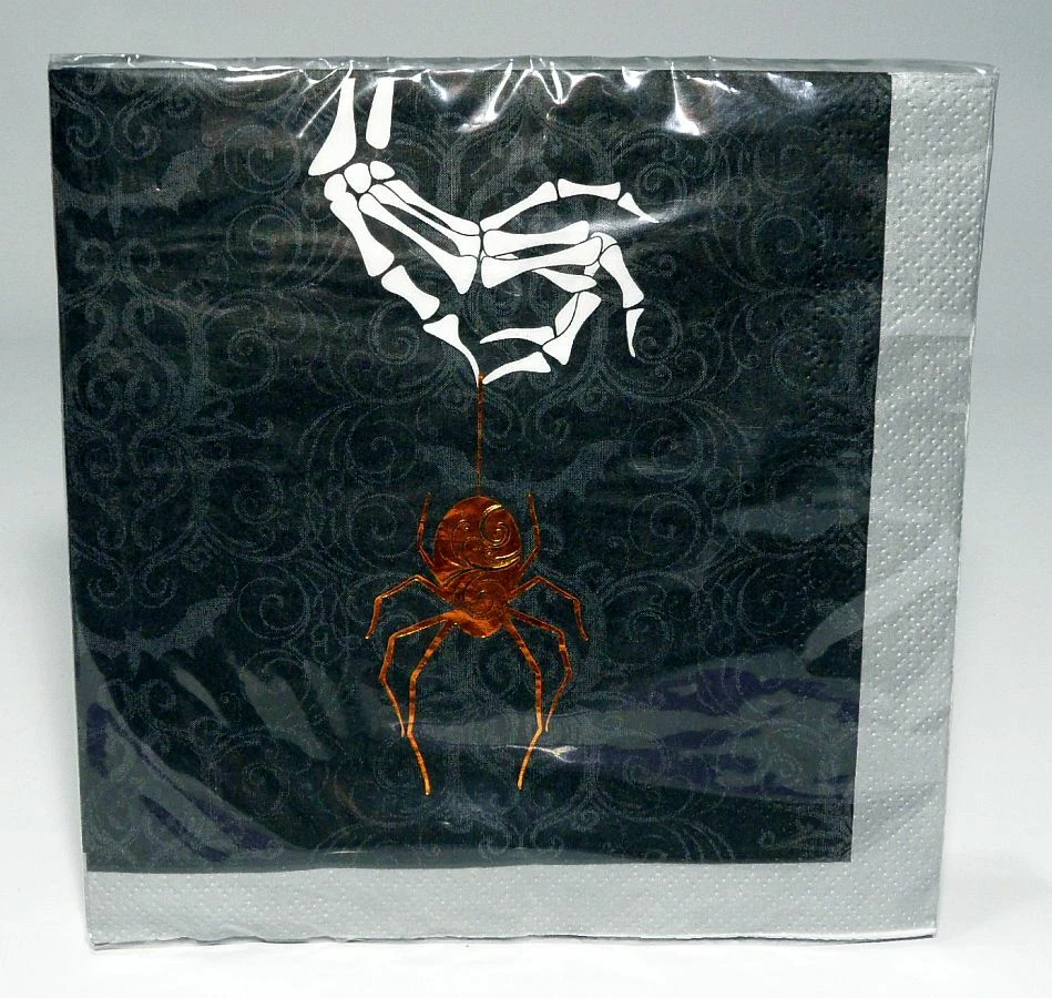 WICKED SPIDER HALLOWEEN PARTY KIT - 64 FOIL STAMPED LUNCH & BEVERAGE NAPKINS! - Image 4 of 4