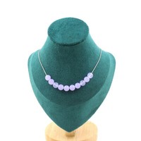 Steine Und MinéRaux. Halskette 10 Perlen Chalcedon Lavendel 8 Mm. Kette / Stahl