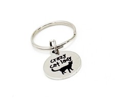 Crazy Cat Lady Charm Keychain, Cat Owner Gift, Cat Adoption, New Cat Gift