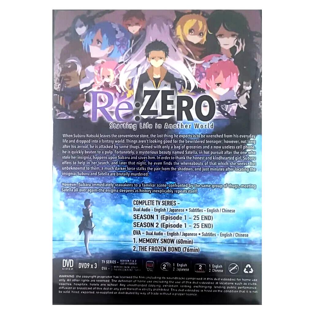 Anime DVD Re: ZERO Starting Life In Another World Season 1&2 + 2