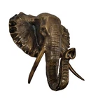 Large Wall Mount Elephant Head Metal Head Statue Sculpture 16 inch Bronze Finish
