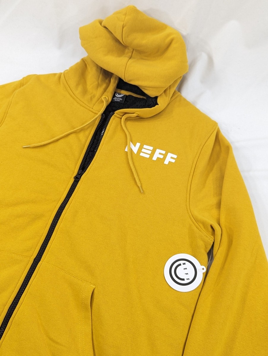 NWT NEFF Zip Up Hoodie Rose Checker Board Mustard Yellow Lined