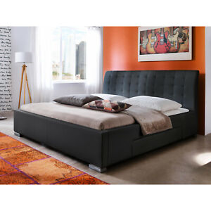 Schlichter Polsterbett Castello Schwarz 180x200 Cm Stauraum Doppelbett Bett Ebay