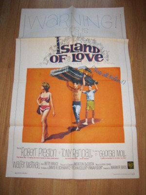 ISLAND OF LOVE original 1963 poster Tony Randall  Walter Matthau