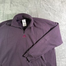 VTG Adidas center logo Pullover Sweatshirt Quarter Zip Mock Neck Athleisure 2XL