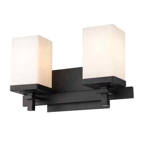 Golden Lighting Maddox 2-Light Matte Black Vanity Light with Opal Shade - Picture 1 of 3