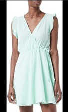 VERO MODA Natali Cotton Faux Wrap Minidress Mint Green Women Size M