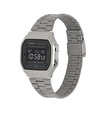 Casio A168WGG-1B Vintage Black Digital Gray Ion Plated Band Casio A168WGG-1B Vintage Black Digital Gray Ion Plated Band