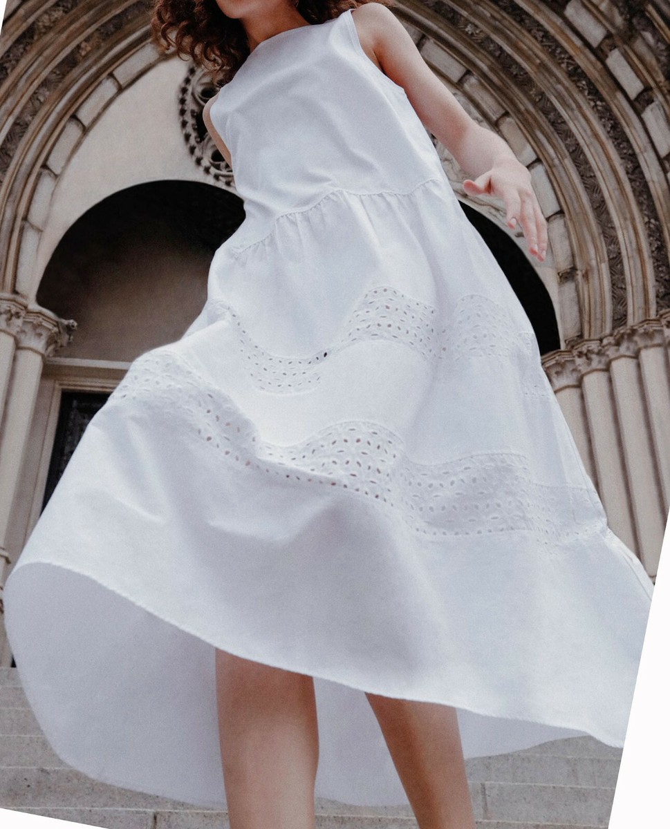 ZARA NEW WOMAN LONG DRESS WITH CUTWORK EMBROIDERY WHITE S,M,L 4174/161 |  eBay