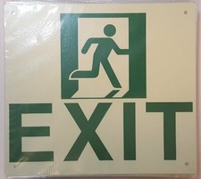 Exit Sign Glow in The Dark Sign - Photo-luminescent,High Intensity -REF24-1027