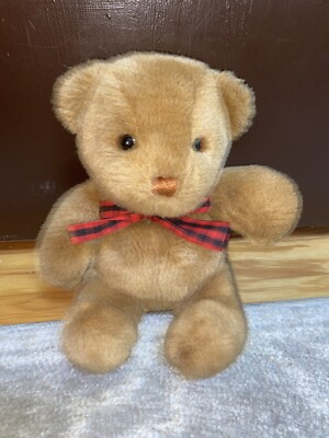 Gund Brown Teddy Bear Plush Stuffed Animal 9" Red Bow bow bow | eBay