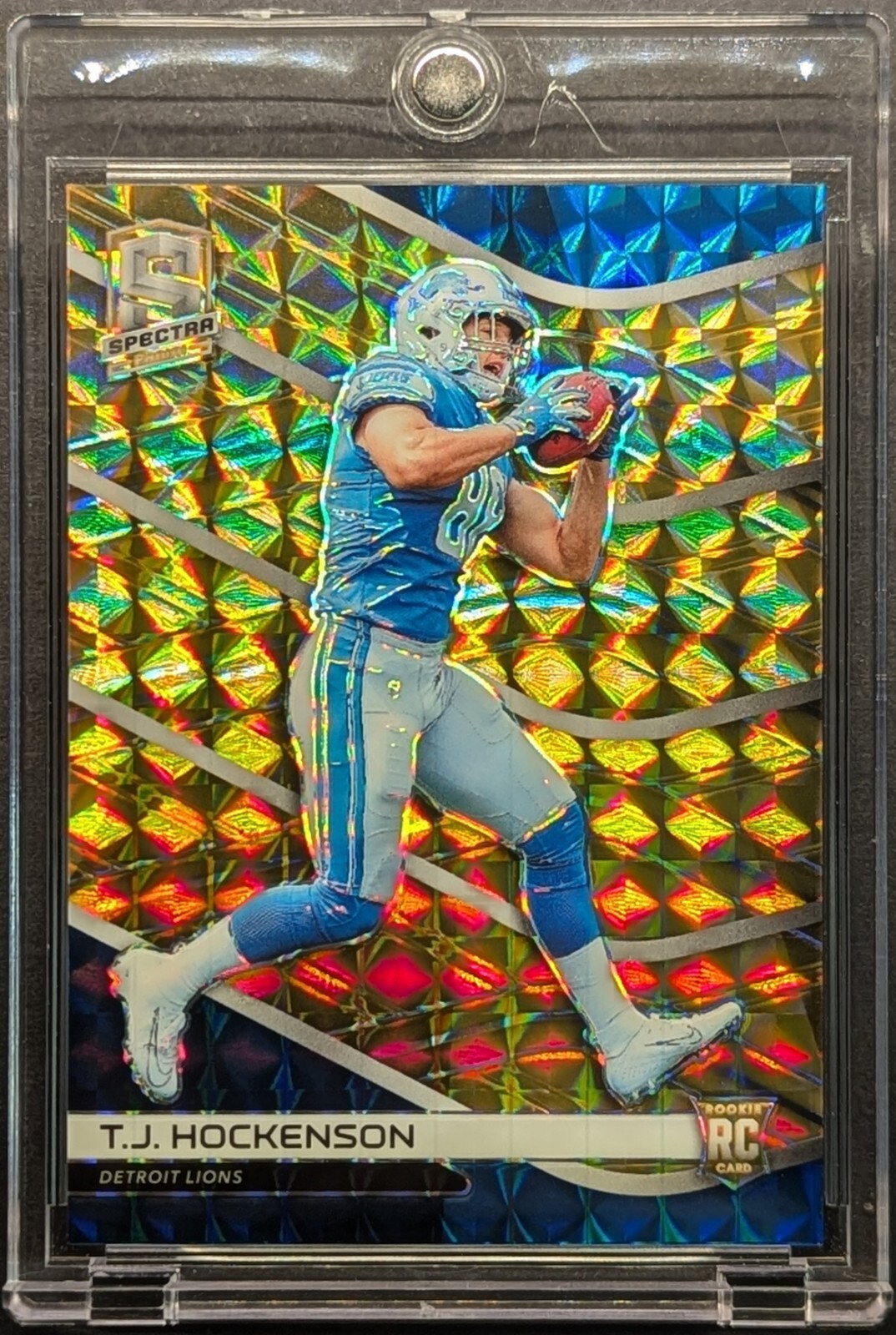 TJ Hockenson Panini Spectra Rookie Aura #RA20 Neon Orange