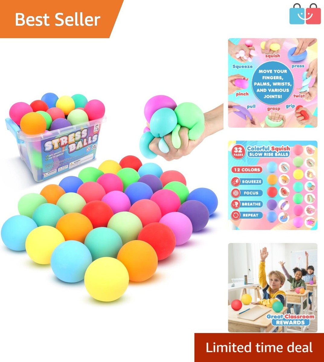 25Pcs Stress Balls For Adults, Sensory Toys Stress Ball, Squishy Toys Fidget Toys Stress Ball