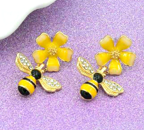 Deliciosos Pendientes de Betsey Johnson Estrás Flor de Abeja - Imagen 13 de 20