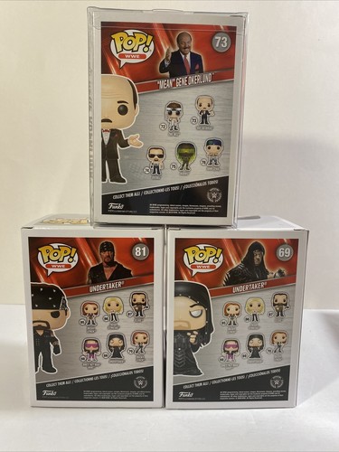 Funko Pop! WWE Set of 3: UNDERTAKER x2 (Amazon) Purple and “MEAN” GENE OKERLUND - Picture 7 of 12