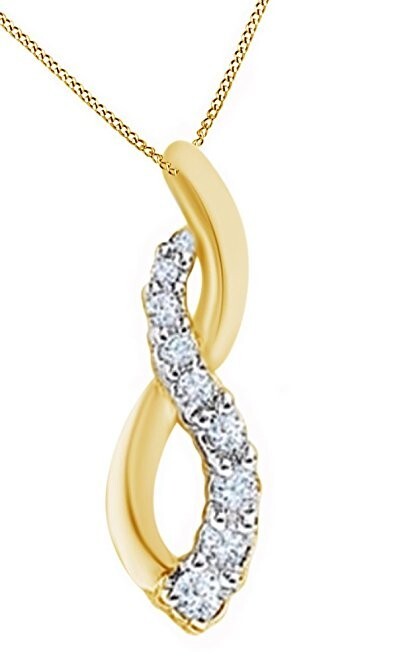 0.10Ct Round Cut Diamond Cross Pendant Necklace 14K Yellow Gold Plated Silver