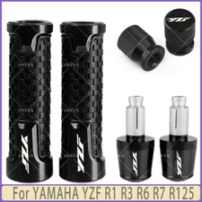 Black -For YAMAHA YZF R1 R3 R6 Motorcycle Handlebar Grips Bar End Cap Tire Valve