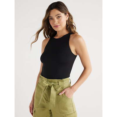 Sofia Jeans Tank Top Women's Size S Black High Neck --Y1--