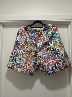 Takashi Murakami Multi-color Flowers Sweat Shorts, Size L | eBay