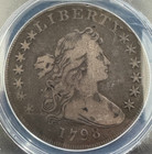 1798 Vf20 Anacs Details Large Eagle Draped Bust Dollar