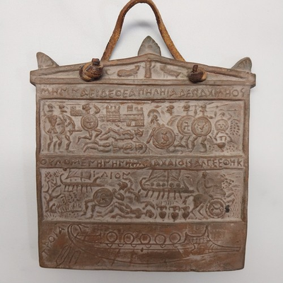 #ad #ad Battle of Troy Pictographic made in Greece 4 inch ceramic wall hang vintage $27.87