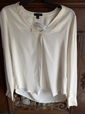 J.CREW Silk Blouse Women?s Ivory  V Neck Long Sleeve NWT