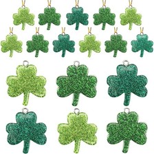 36PCS Mini Glitter Resin Shamrock Ornaments St. Patrick's Day Hanging Decoration