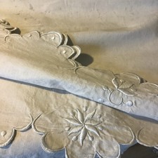 Drap ancien en lin Brodé 270x200