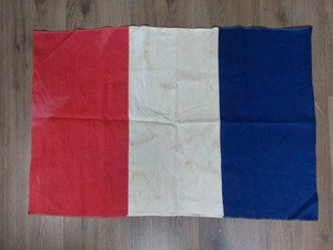 Vintage French Tricolour Flag With Stitched Panels 83cm X 55cm