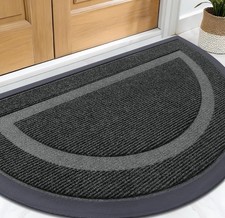 Half Circle Door Mat Indoor Outdoor Entrance Welcome, Waterproof All-Season,