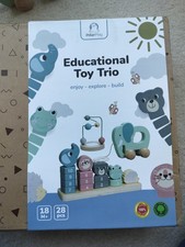 PolarPlay Wooden Educational Tactile Sorting Toy Trio for Toddlers