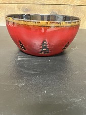 Woodland Red Home Studio Serving Bowl PIne Trees 10 5/8