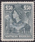 Northern Rhodesia 1955 QEII Revenue £50 Grey Used BF26