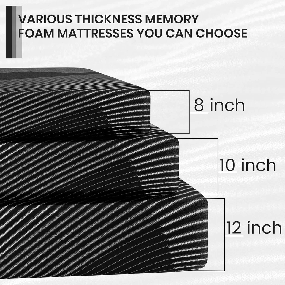 Colchón doble de espuma viscoelástica con infusión de gel de 8/10/12 pulgadas tamaño king completo en una caja Foto 4 de 4