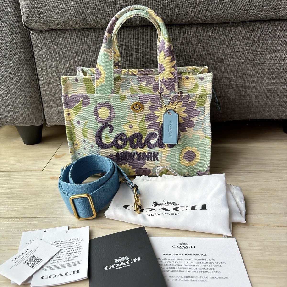 COACH Cargo Tote Bag 26 Floral Print Crossbody Shoulder Style No 