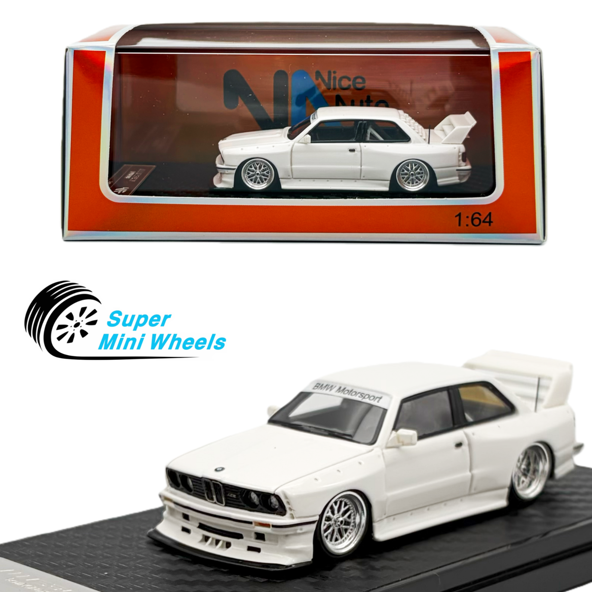 Nice Auto 1:64 BMW M3 E30 Coupe Pandem Widebody White - Resin Car