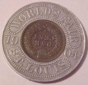 1904 Encased Indian Cent St. Louis World's Fair Souvenir Lucky Penny
