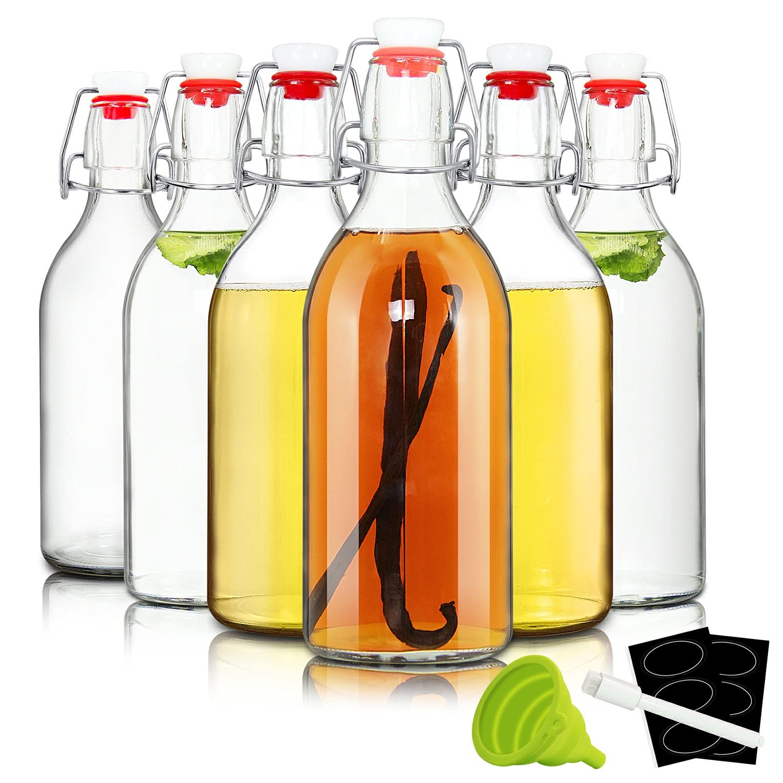 -glass Beer Bottle With Airtight Rubber Seal Flip Caps Fo