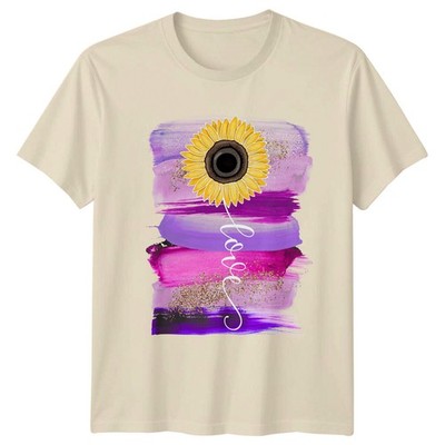 Liebe Sonnenblume Aquarell Blumen Kunst T-Shirt Natur Damen Herren