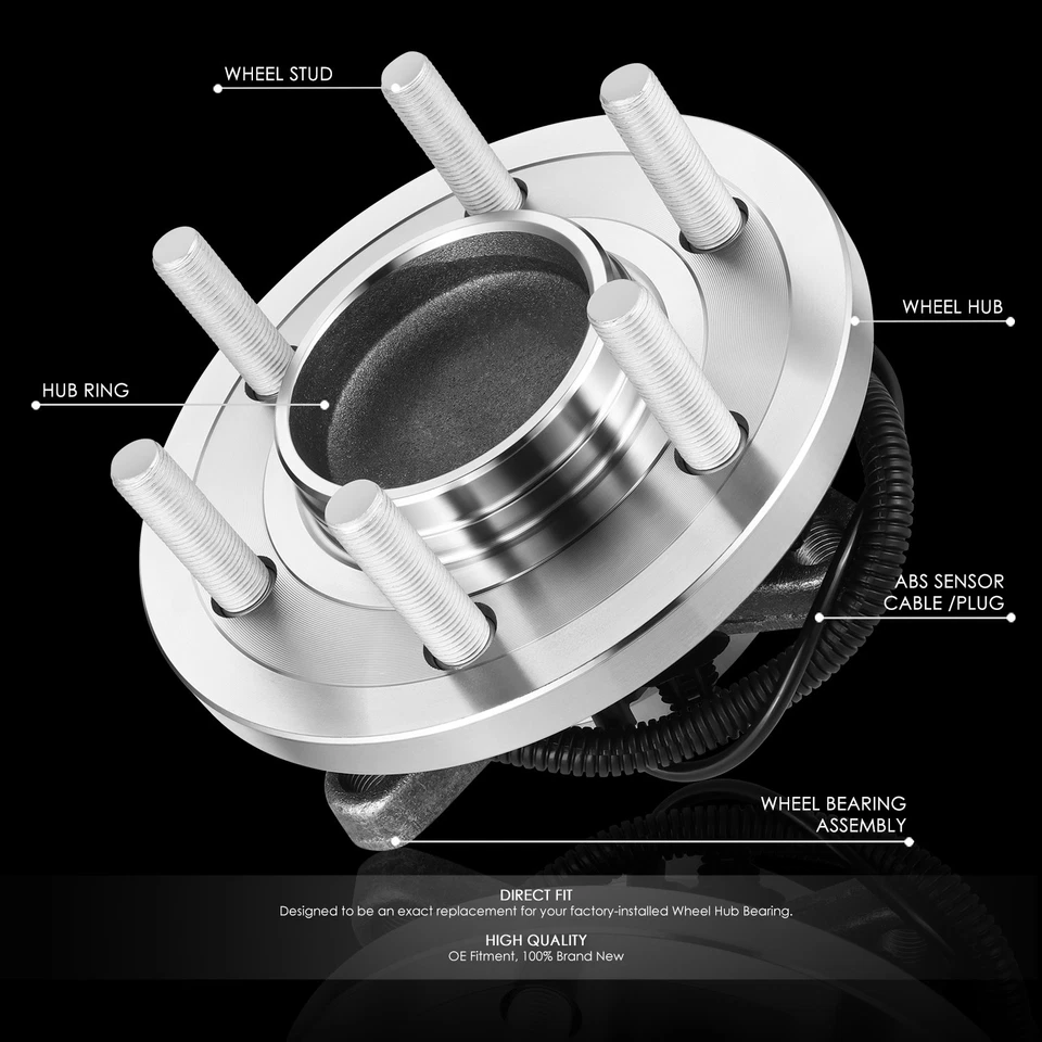 Juego de cojinetes de cubo de rueda delantera izquierda derecha para Ford F150 2015-2017 tracción trasera con sensor ABS Foto 2 de 4