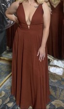 Jenny Yoo Hollis Rust Luxe Chiffon Bridesmaids Dress Size 12