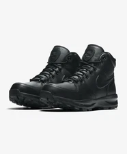 Nike Manoa Leather Triple Black Sneakers Retro Boots 454350-003 Mens Size 8 NEW