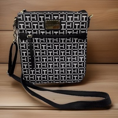 Tommy Hilfiger Shoulder Crossbody Purse Black Blue White TH Monogram Logo