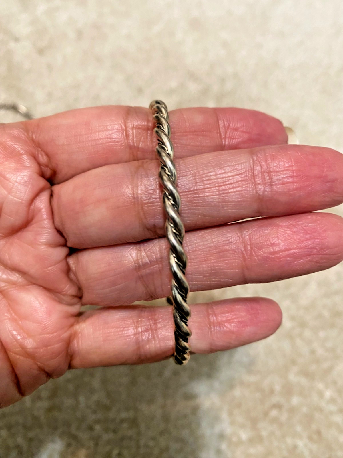 Antique Sterling Silver Stackable Bangle Bracelet… - image 7