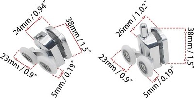 8-Pack Curved Shower Door Rollers – 23mm Aluminum Alloy Top & Bottom Wheels With Anti-Collision Pads & Screws, Fits 4-6mm Glass Doors