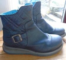 Moshulu Black Leather Ankle Boots Size 4 ( 37) Unworn