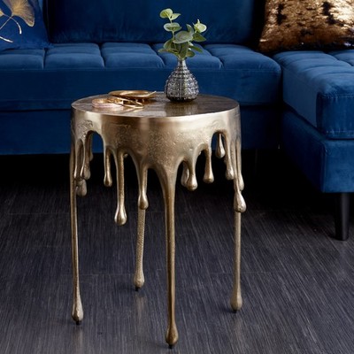 Beistelltisch LIQUID LINE 50cm gold Tropfen-Design Metall Aluminium rund Tisch